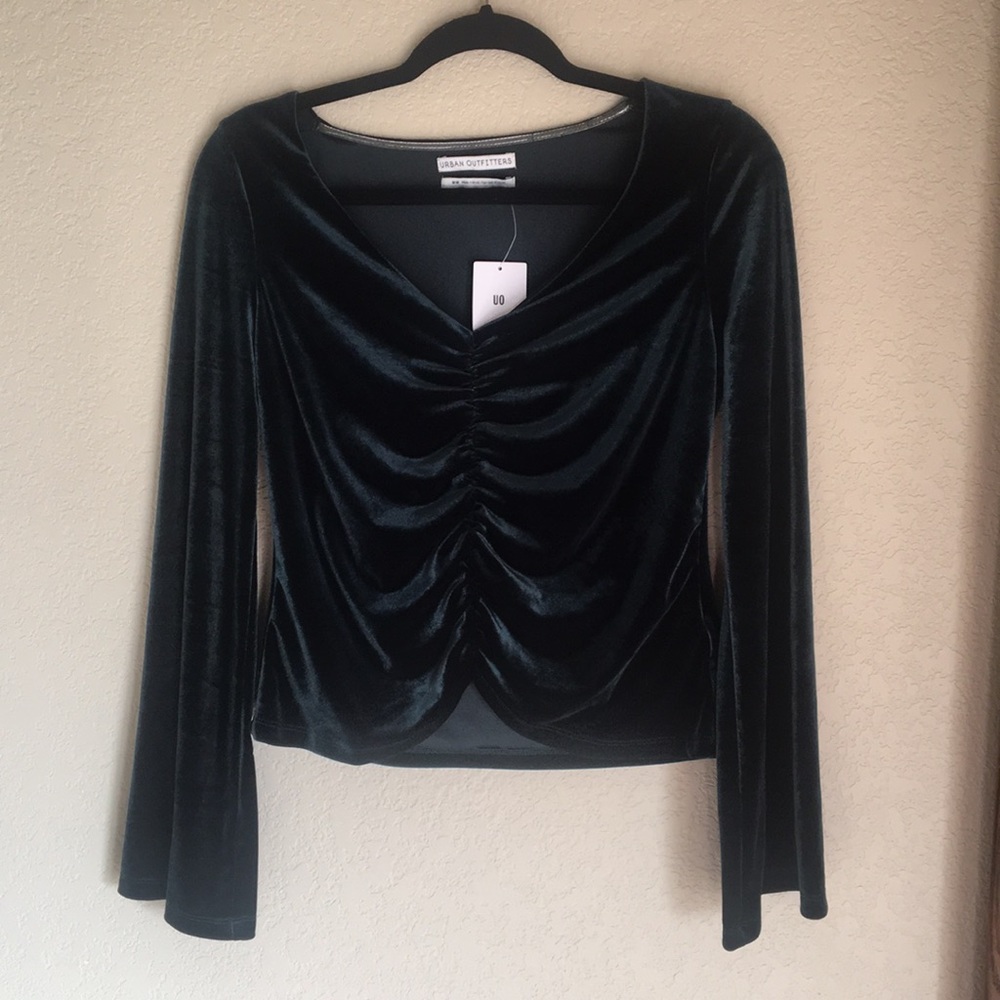 UrbanOutfitters brand new cinched green velvet top